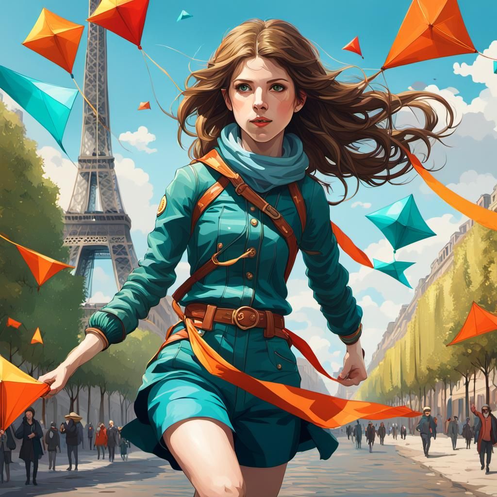 Anna Kendrick Kite Flying, Hyperdetailed Art