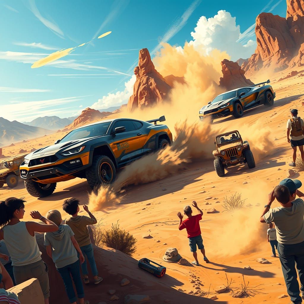 High-Speed Thrills in the Wild: Boys and Girls Cheer on Raci...