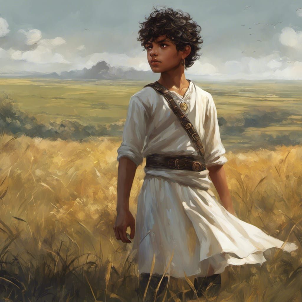 Boy with Amber Eyes in Detailed Fantasy Art