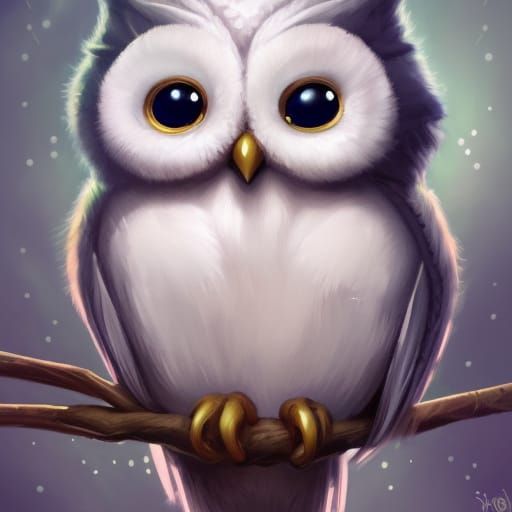Adorable Christmas Elf Owl Digital Painting