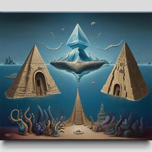 Surreal Underwater Pyramids in Dali Style