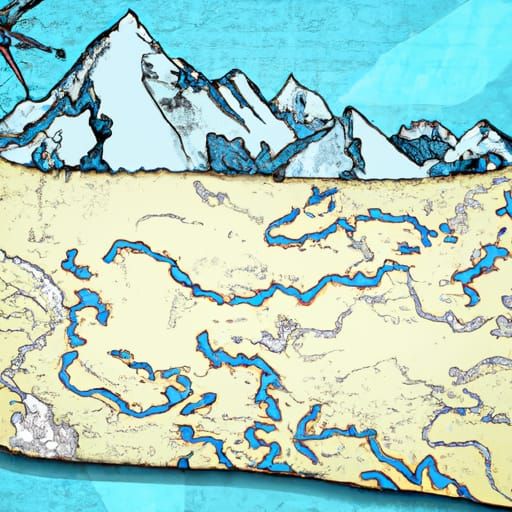 Antique Map of Fantasy Viking Alpine Mountains