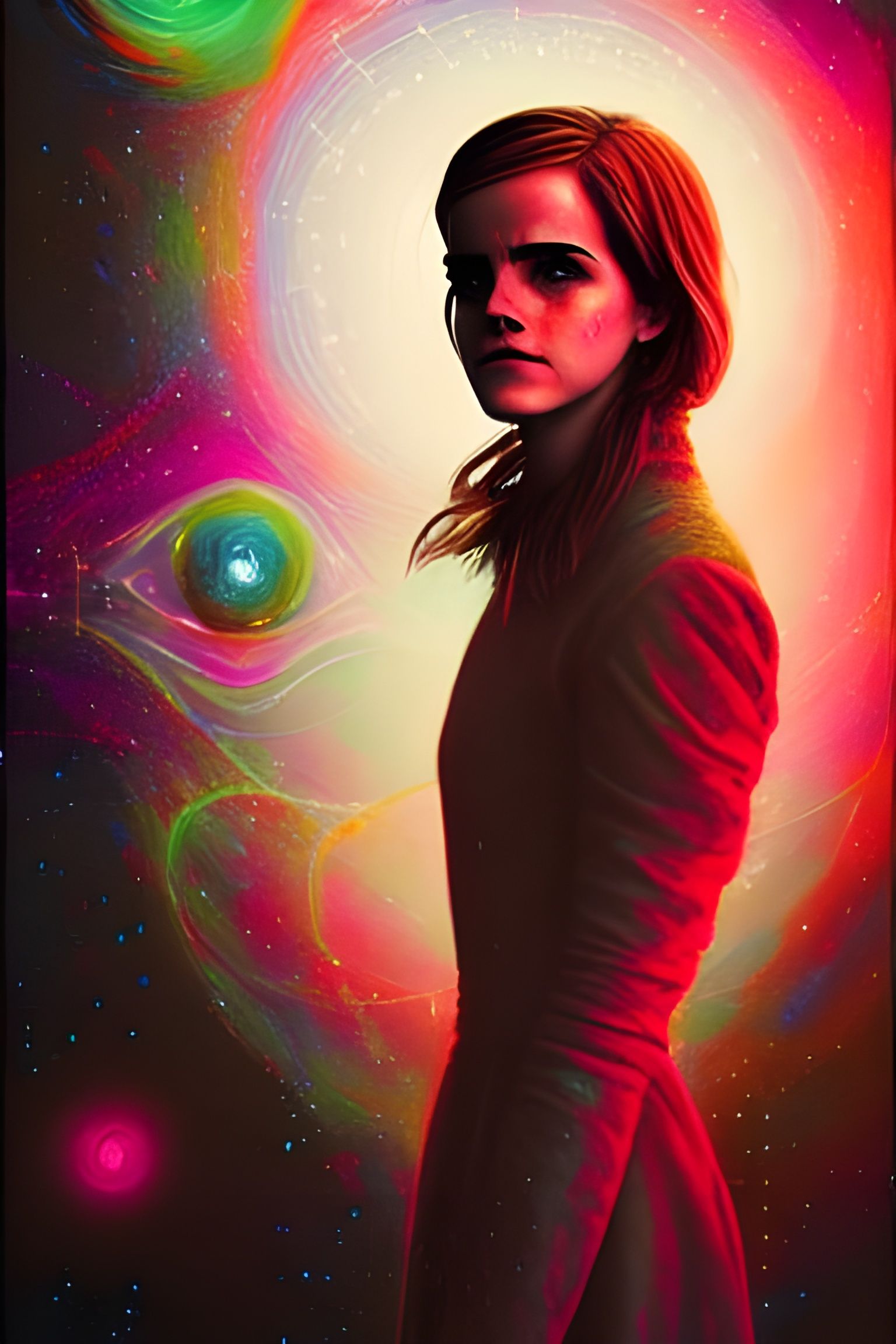 Emma Watson Portrait in Cosmic Neoclassical Style