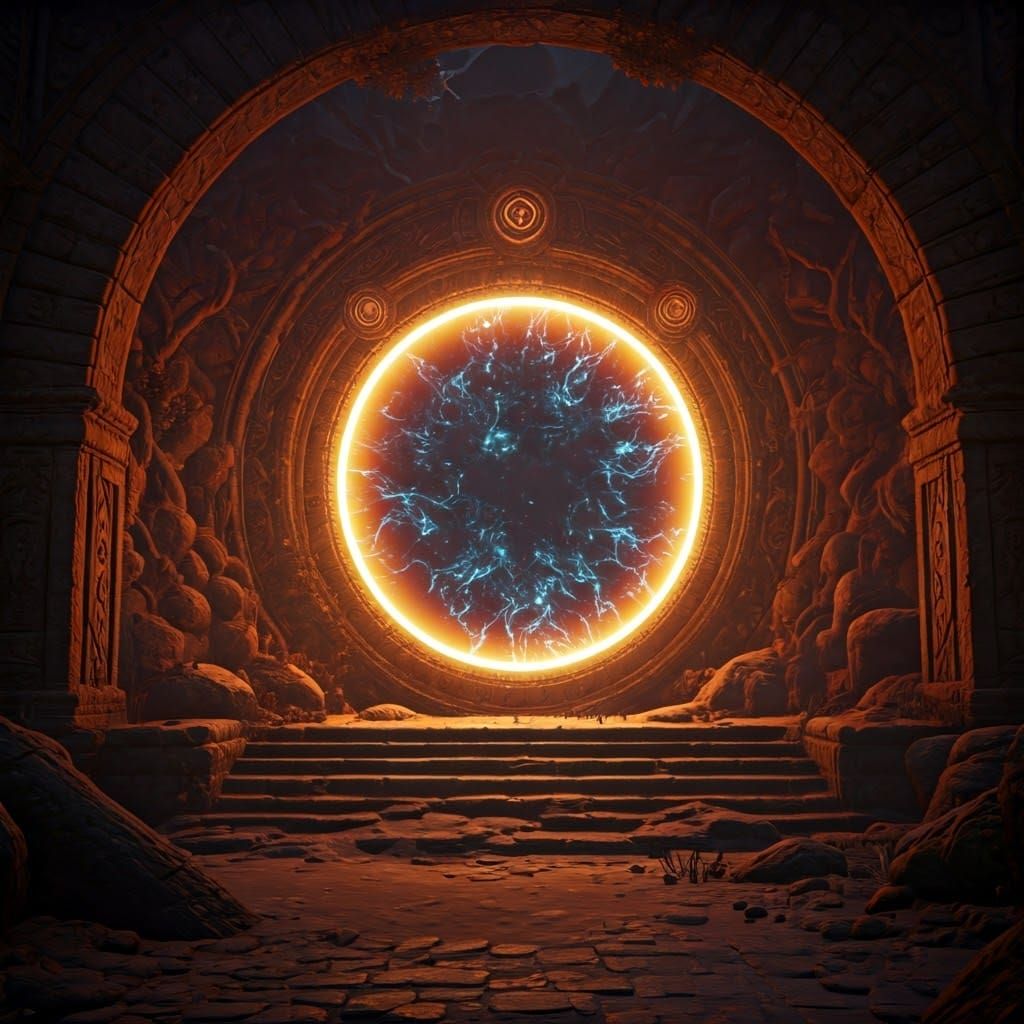 Mystical Portal in a Twisted, otherworldly Landscape