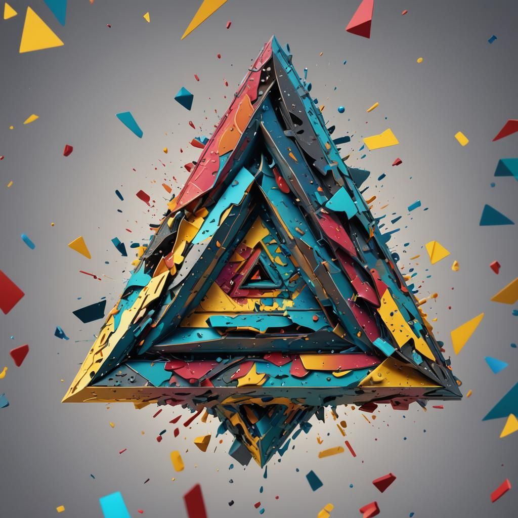 Hyperrealistic Penrose Triangle in Splash Art Style