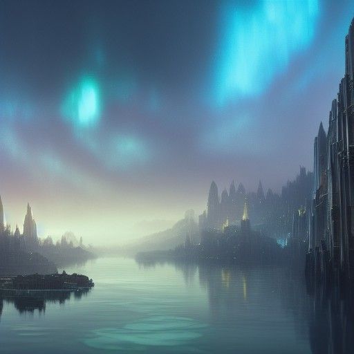 Hyperrealistic Floating City in Fantasy Landscape