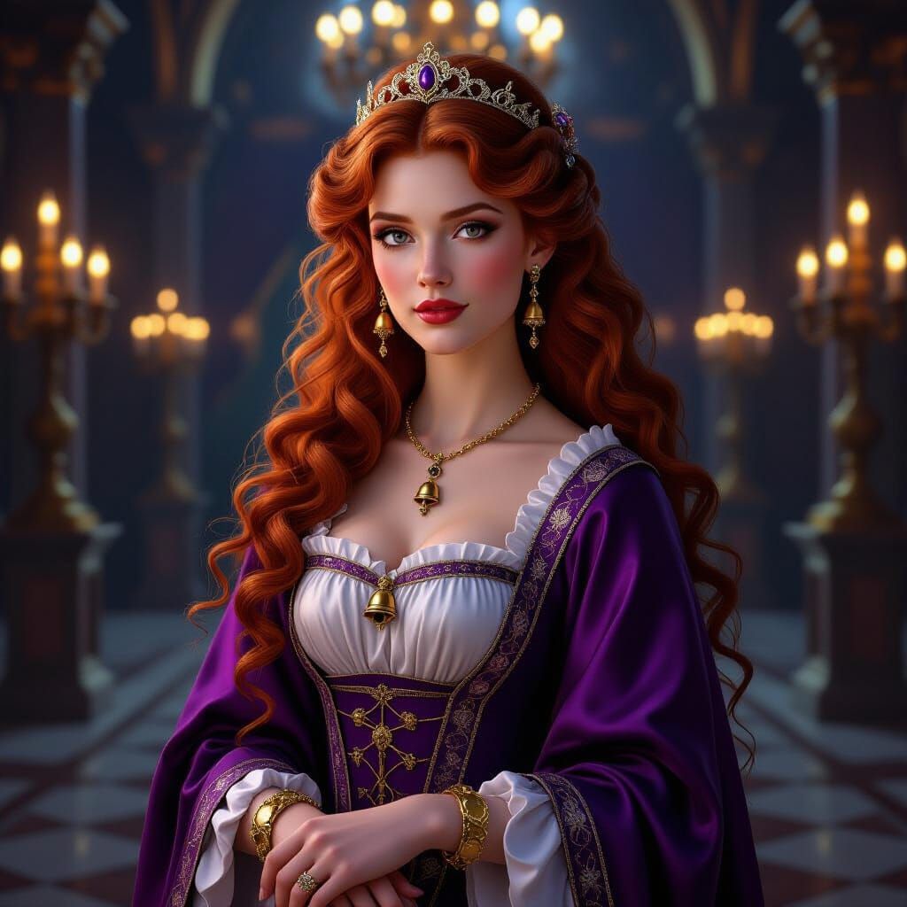 Renaissance Noblewoman in Opulent Ballroom