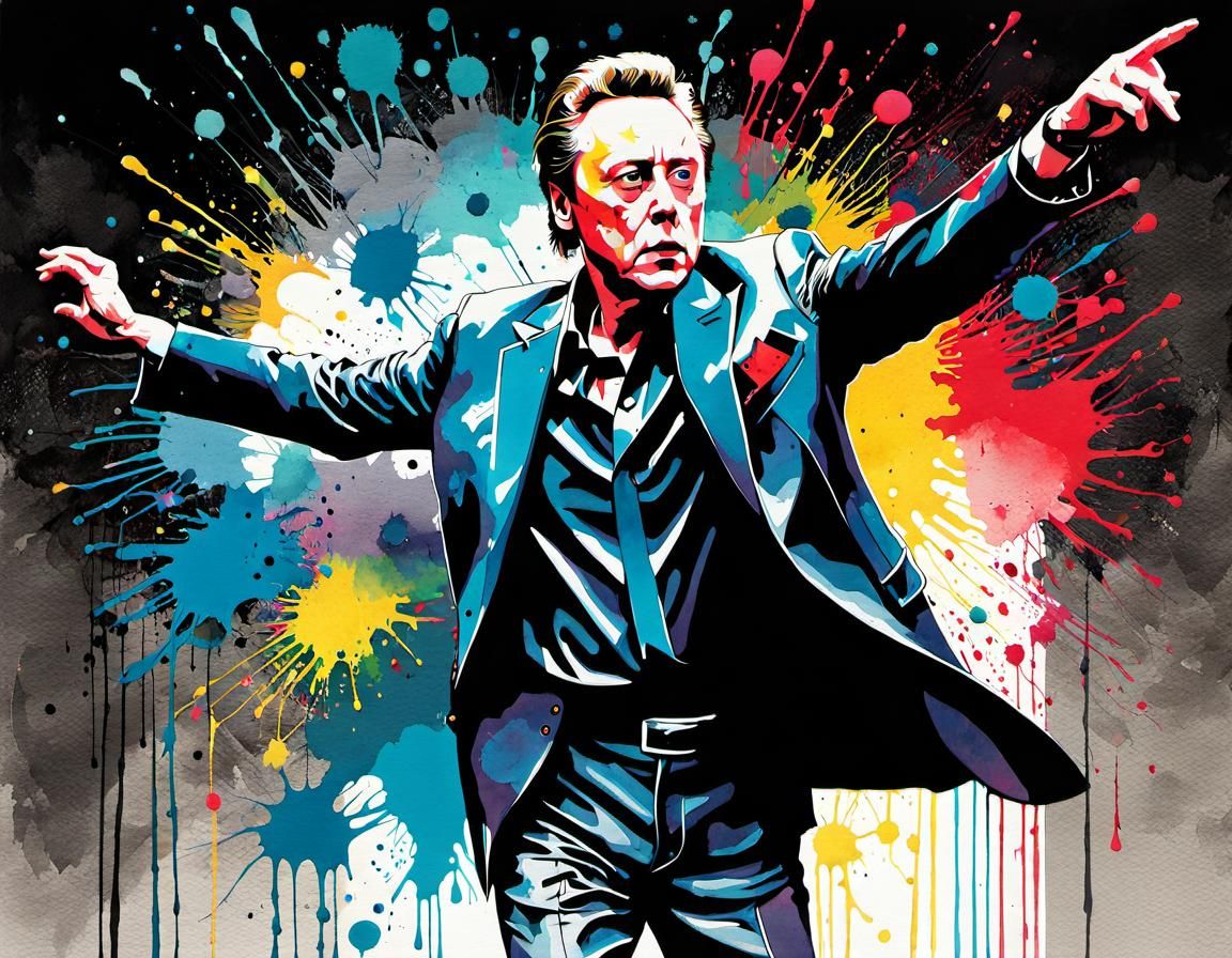 Christopher Walken Dancing in Watercolor Style
