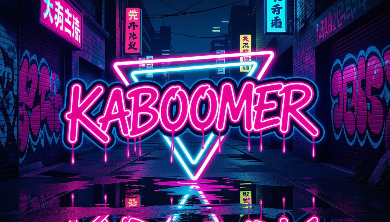 Vibrant Neon Graffiti Art in Synthwave Style