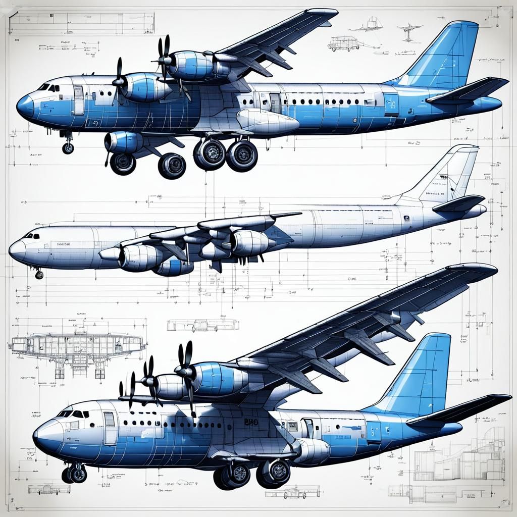 Detailed Cargo Plane Design Blueprint Sketch