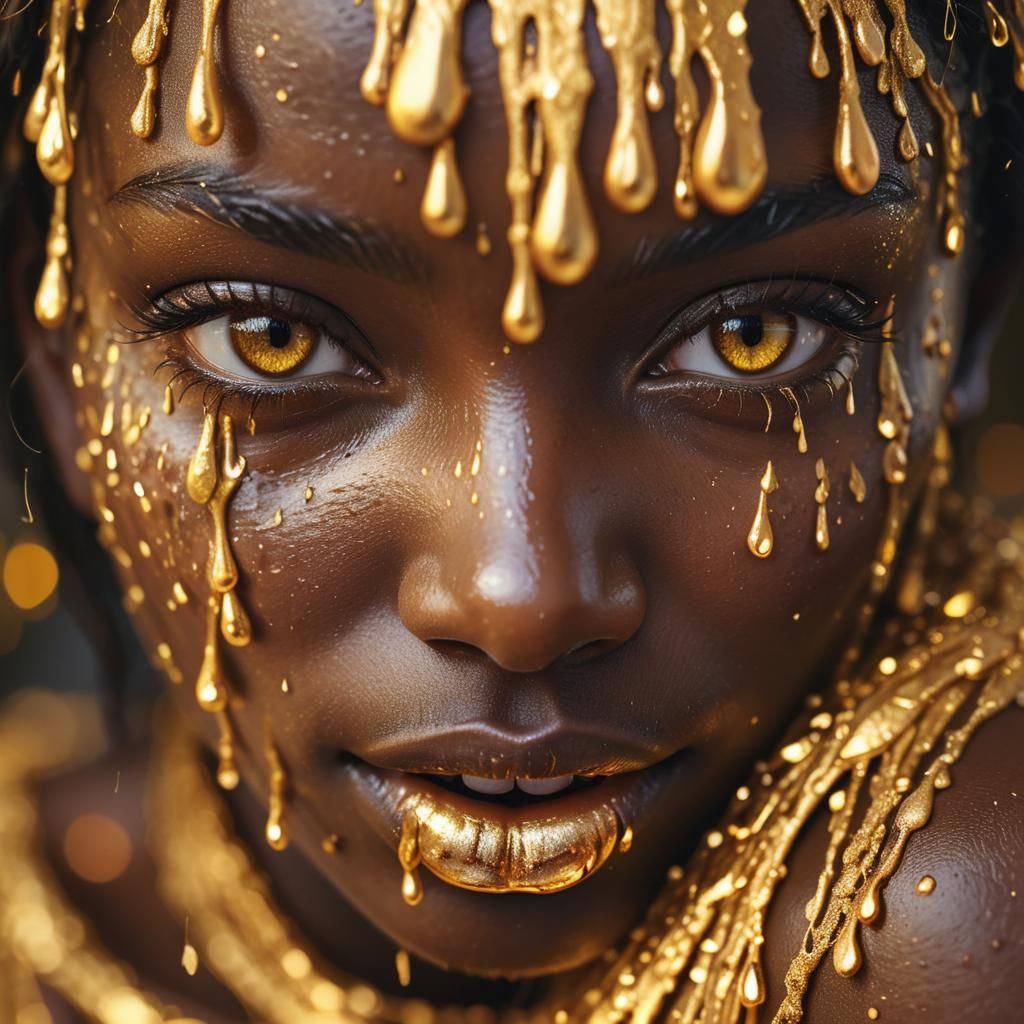 Gold Tears: A Vibrant Macro Portrait