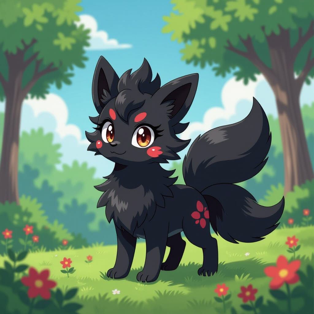 Black Vulpix in Anime Style