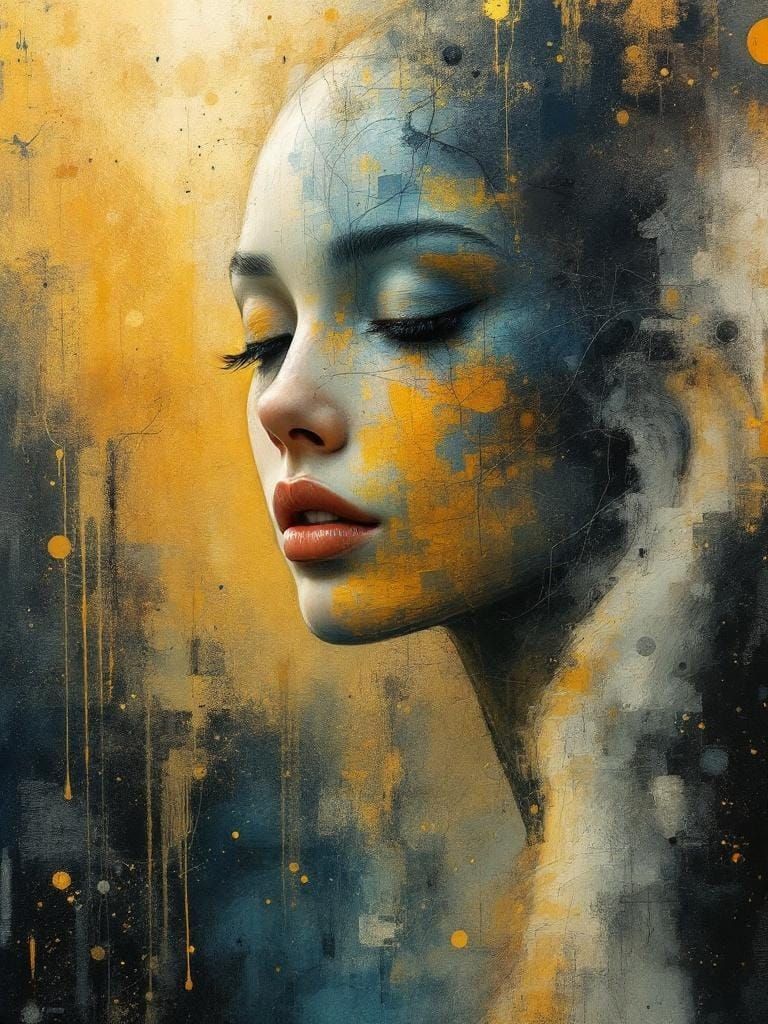 Airbrush Sculptural Rhythm Acrylic Wash Painted on Glass Tapestry