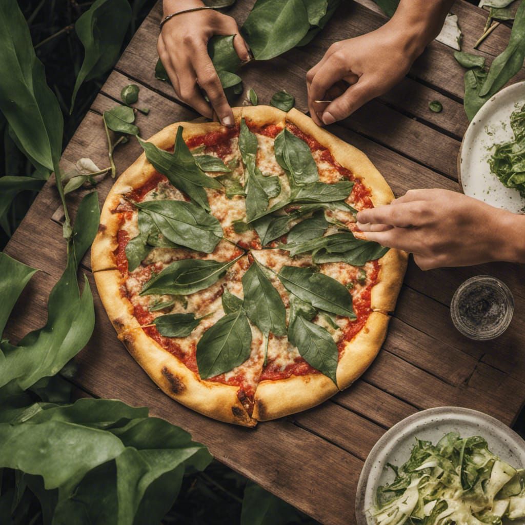 Unconventional Pizza Presentation on Bamboo Table