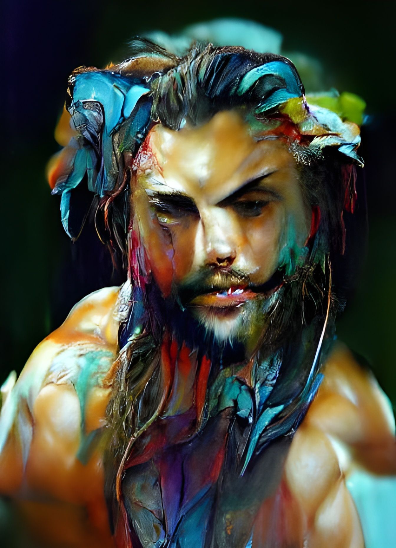 Jason Momoa Portrait in Mechanical Realism Style