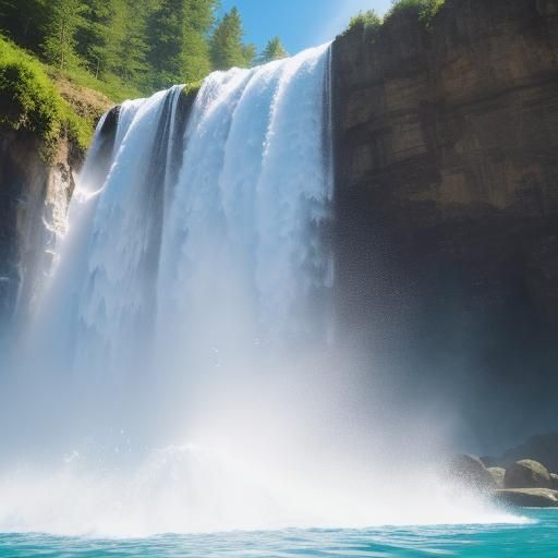 Swimmers Tumbling Over Waterfall in Cinematic Style