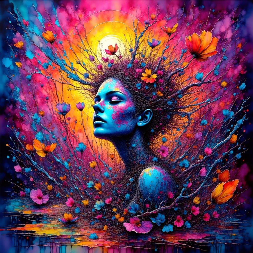 Exploding Paper Mache Figure in Psychedelic Technicolor