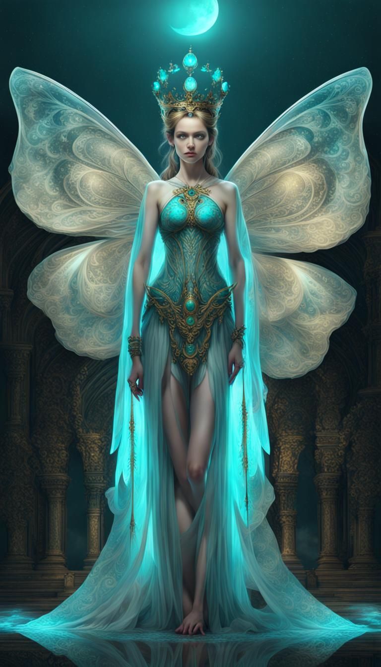 Butterfly-Winged Princess in Brocade Digital Art