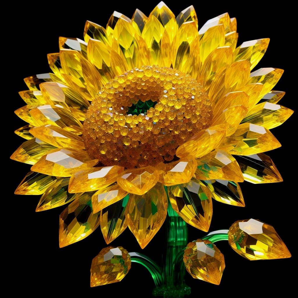 Crystal Sunflower: A Radiant Floral Sculpture