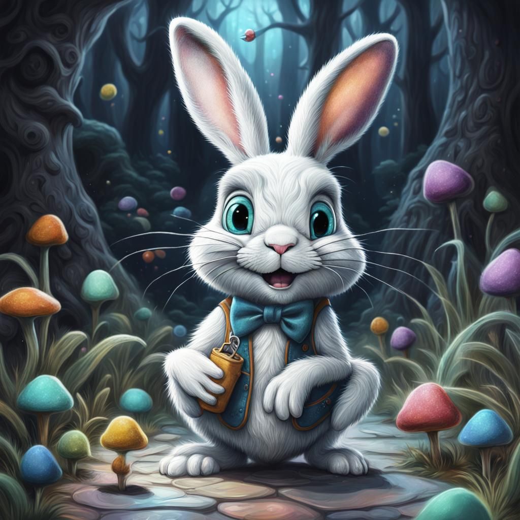 Nostalgic White Chalk Art of Buggs Bunny