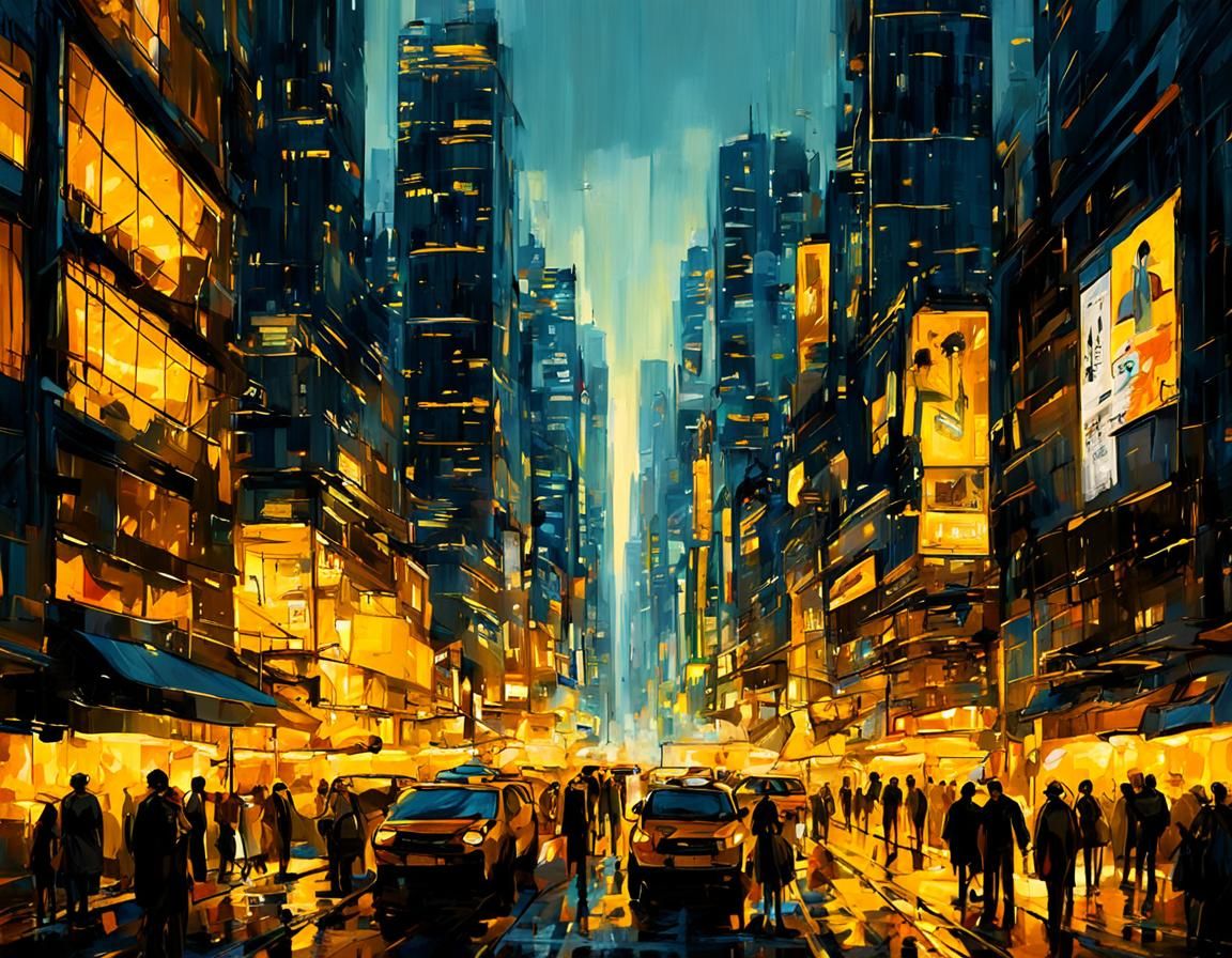 Golden Cityscape: A Vibrant Urban Impression