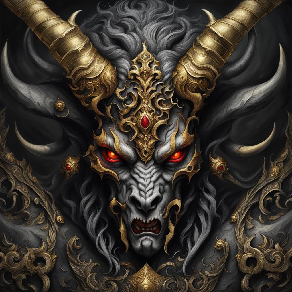Demonic Portrait in Dark Baroque Style