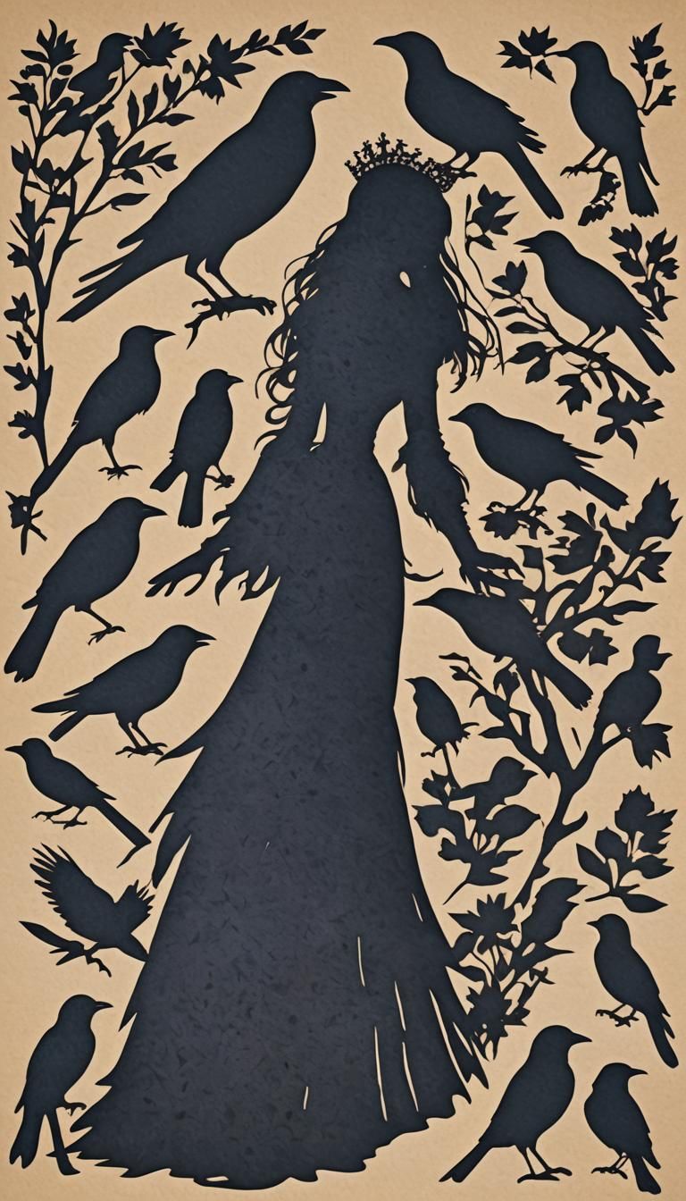 Raven Princess Silhouette in Impressionist Style