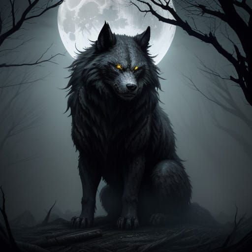 Menacing Werewolf in Dark Fantasy Landscape