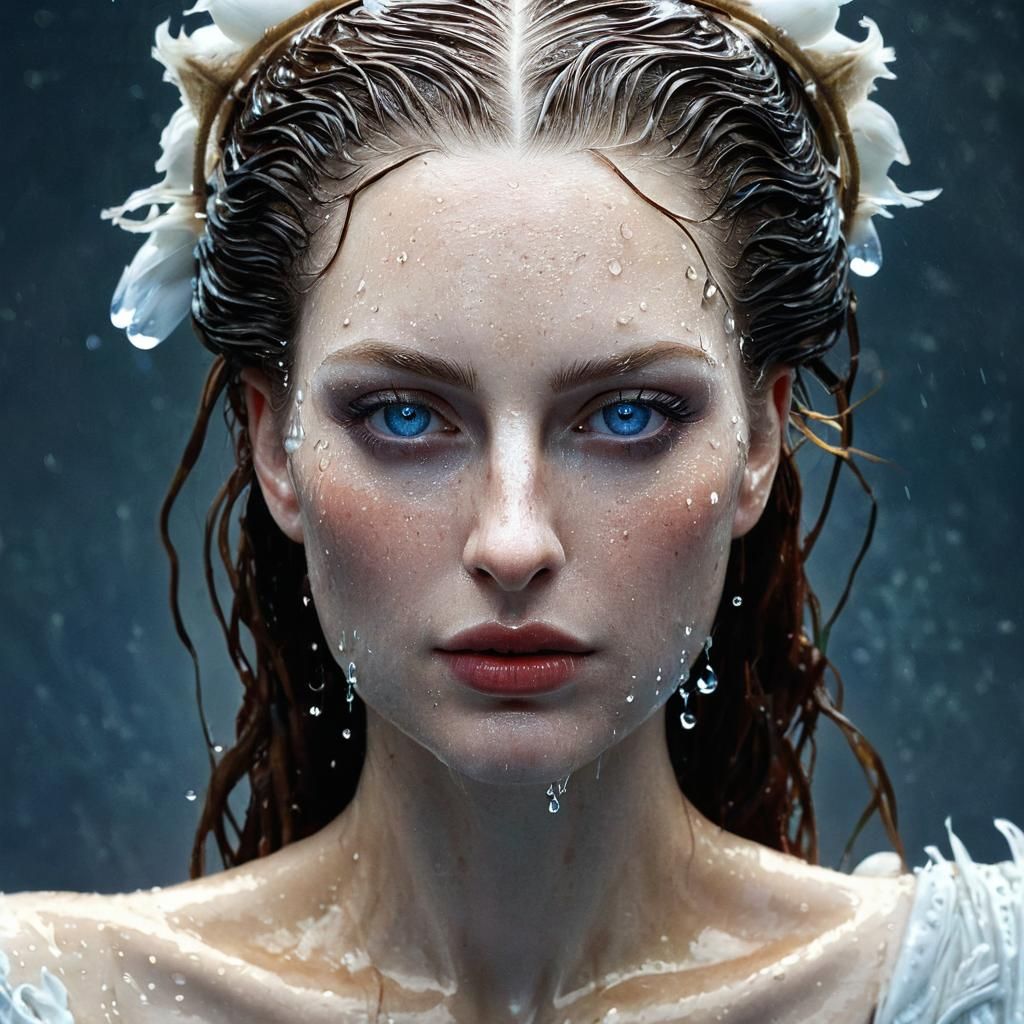 Swan Crown Portrait in Hyper-Realistic Digital Art