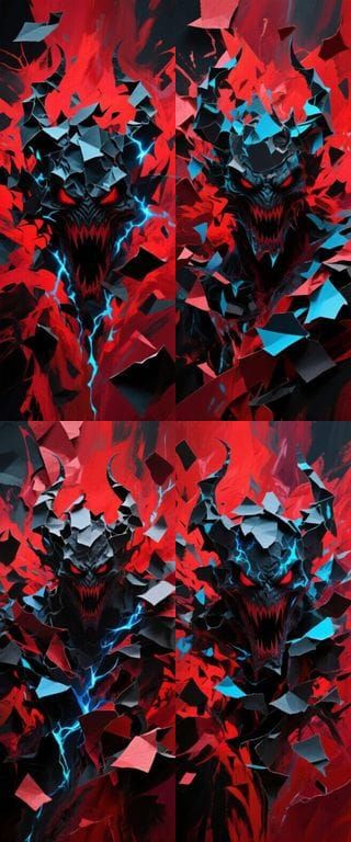 Demonic Entity Formed by Shredded Paper, Abstract Expression...