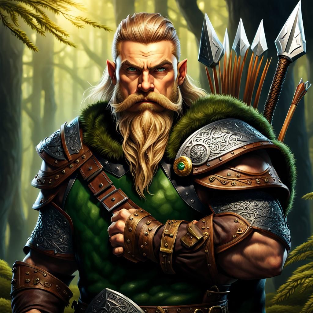 Realistic Dwarf Viking Archer in Forest