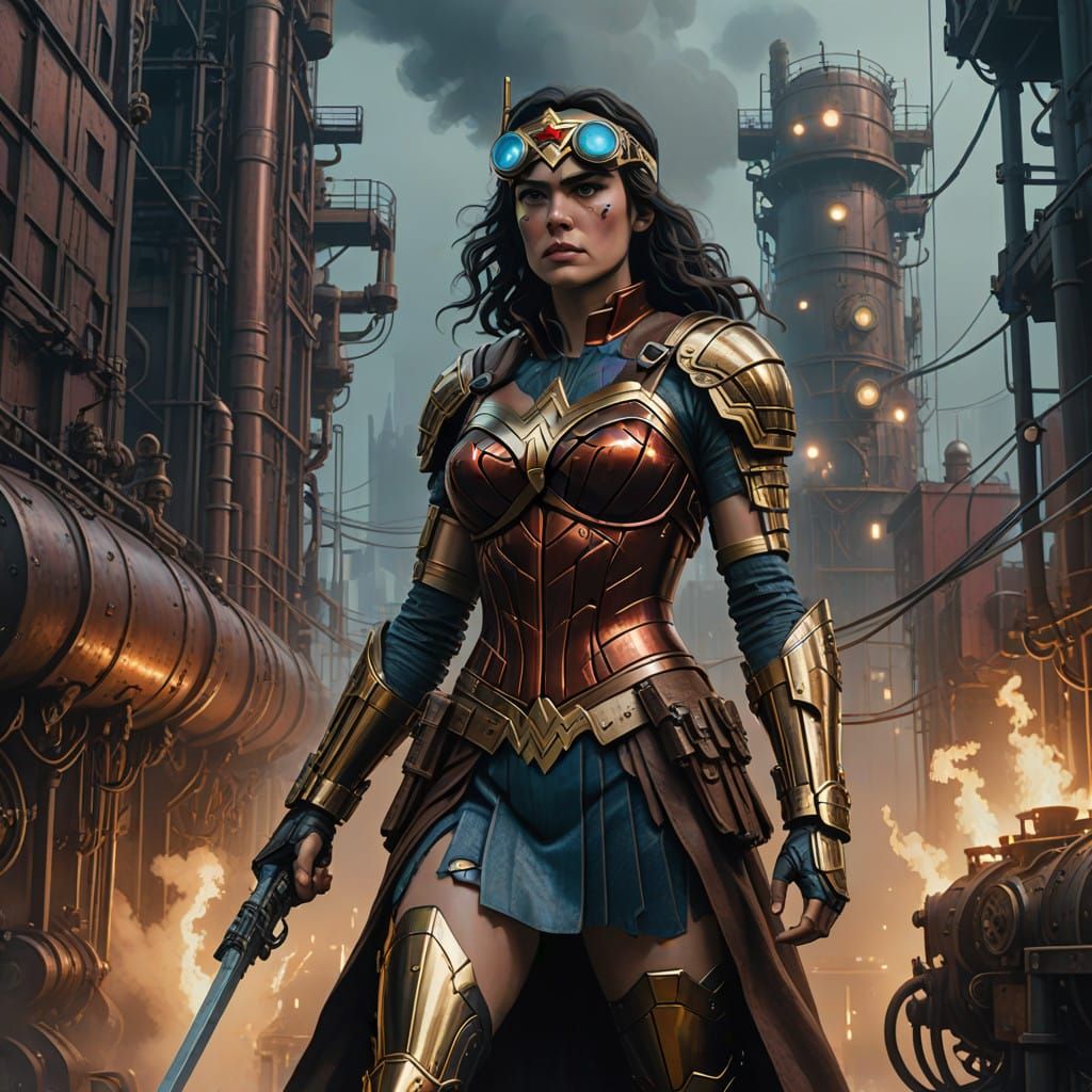 Wonder Woman in Gritty Steampunk Armor