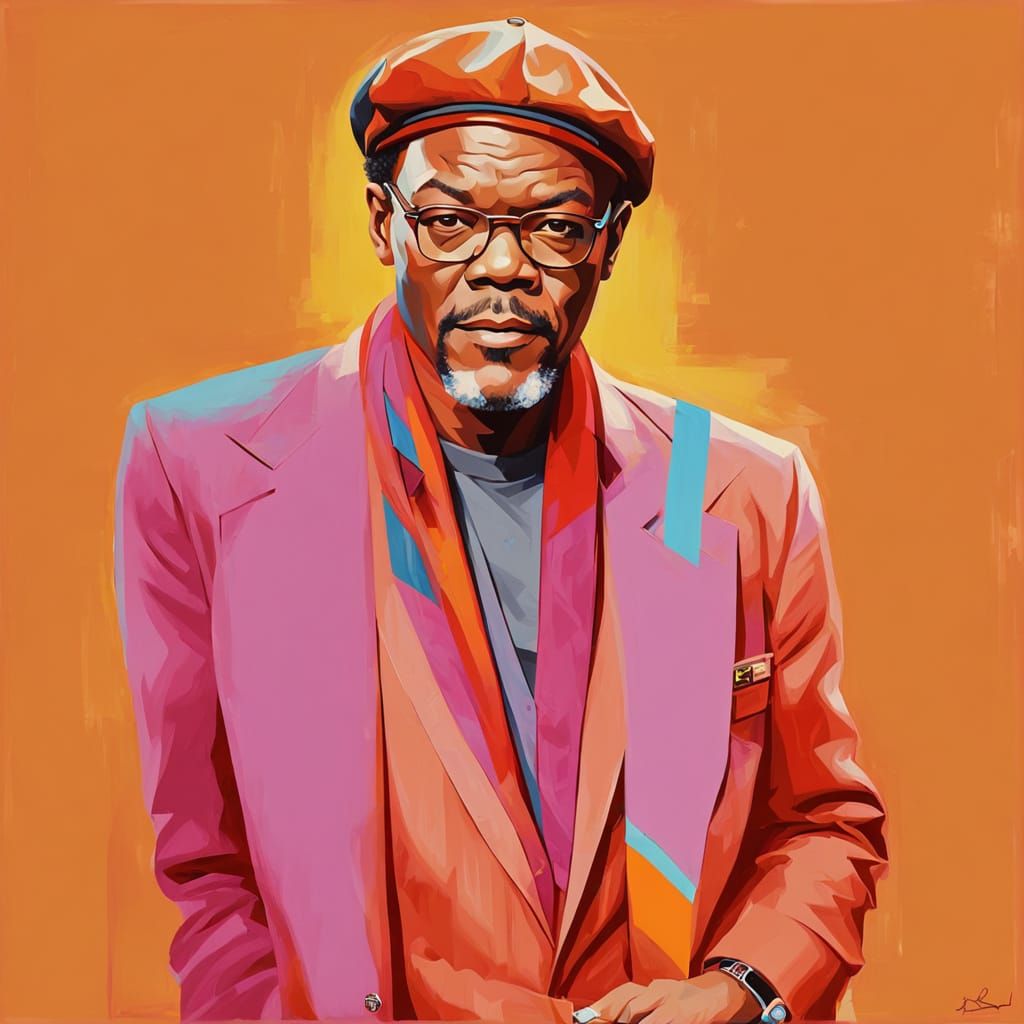 Vibrant Pop-Art Portrait of a Charismatic Actor in Crimson