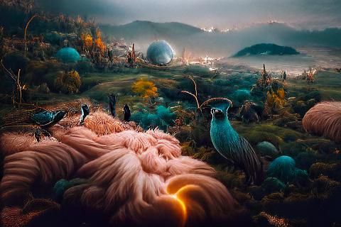 Bioluminescent Creatures on Diverse Alien Planet