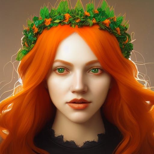 Pumpkin Queen Portrait in Art Nouveau Style