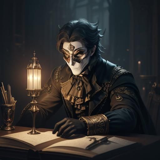 Phantom of the Opera Masquerade Ball, Detailed Matte Paintin...