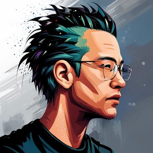 Asian Boy Data Engineer Logo in Retro Anime Style