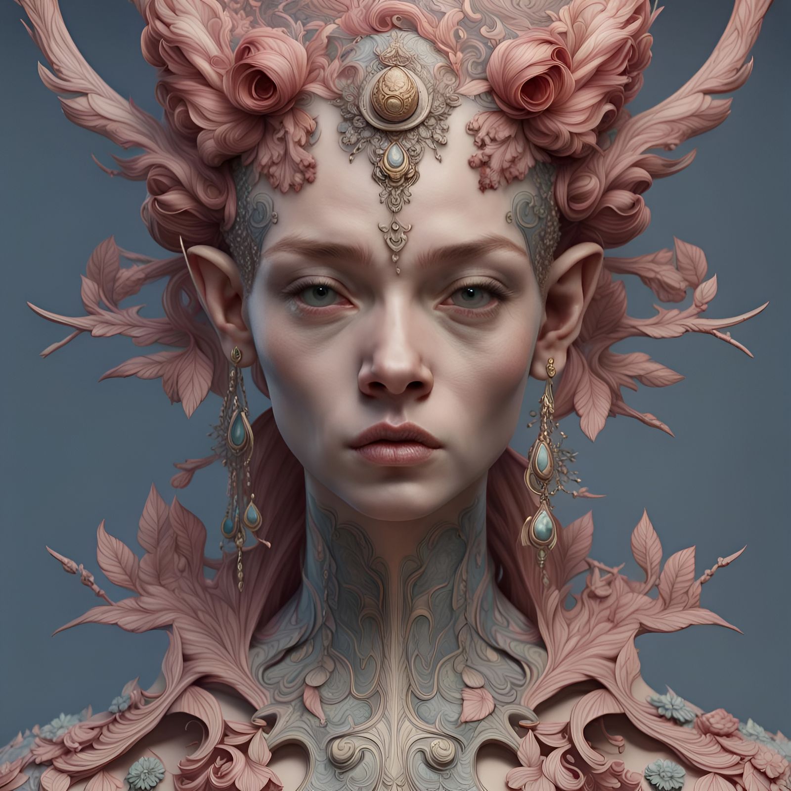 Elegant Fairy Goddess Portrait in 3D