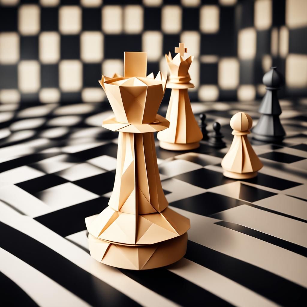 Origami Chess Piece in 8K Resolution