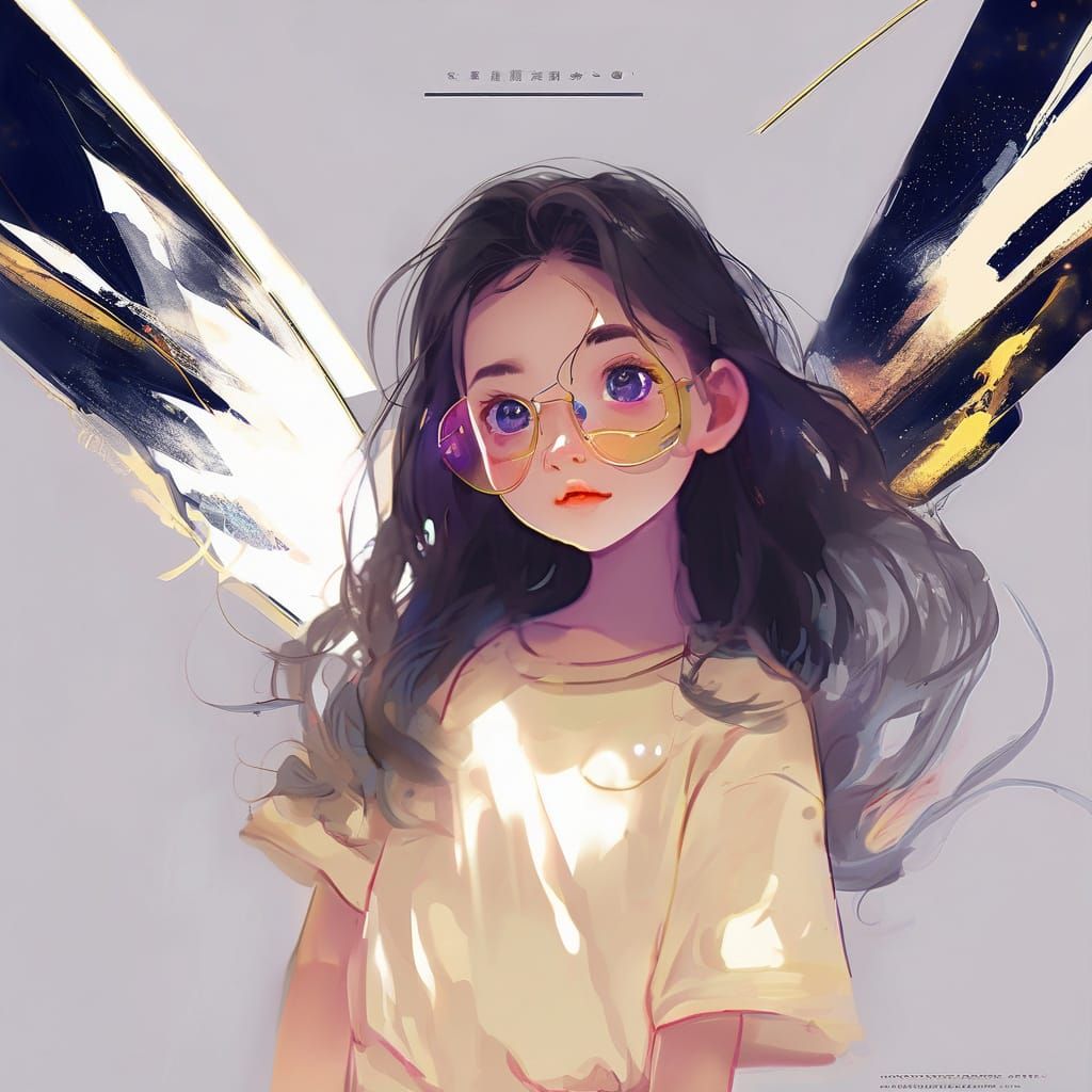 Anime Girl Portrait with Wet Doe Eyes in Impressionist Style