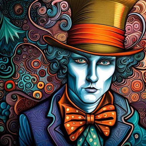Abstract Mad Hatter Graffiti Art