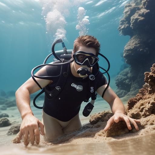 Scuba Diver Sinking in Quicksand: Professional Photography