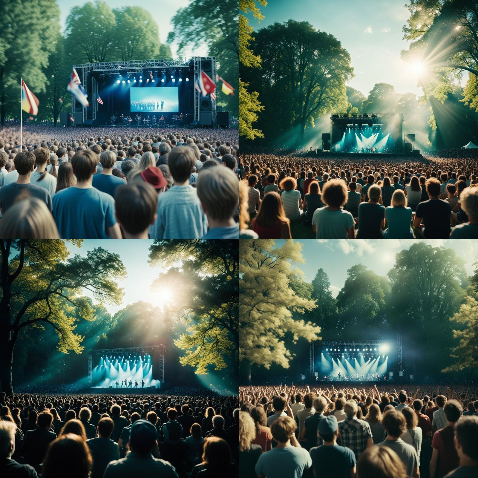 Energetic Rock Concert in Park, Cinematic Still