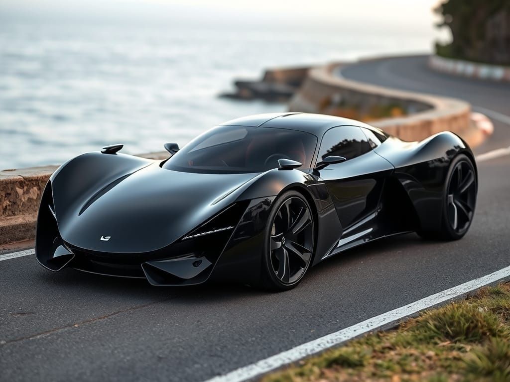 Sleek Black Concept Car with Bubble Canopy