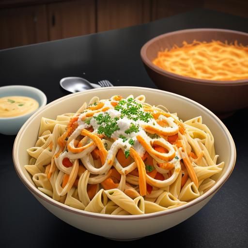Bowl of Bow-Tie Pasta with Cheddar Cheese