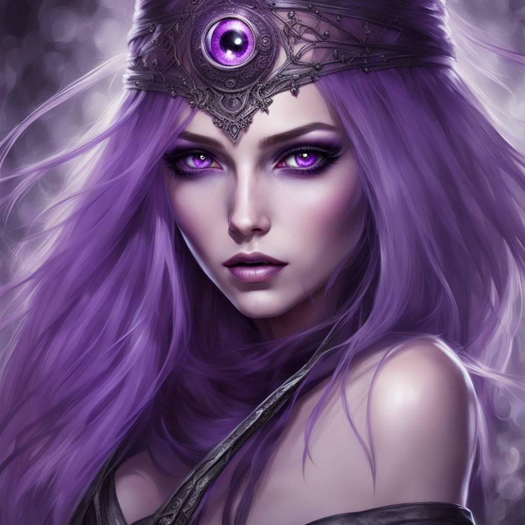 Sorceress with Mesmerizing Purple Eyes