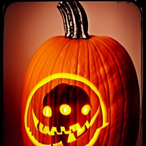 Gothic Pumpkin Face in Silver Nitrate Style