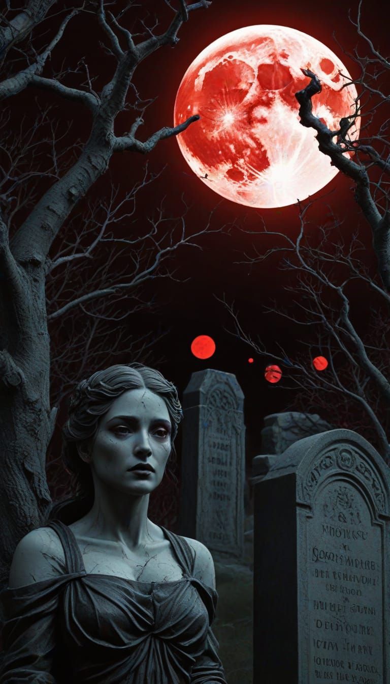 Film Noir Blood Moon Dark Fantasy Collage