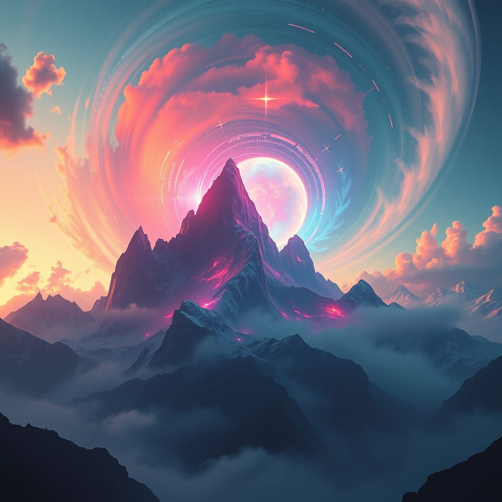 Primordial Fusion Energy Over Majestic Mountains