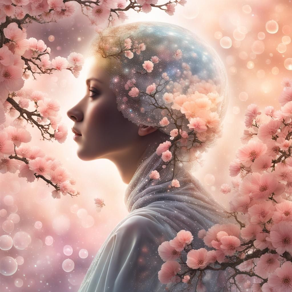 Woman in Love with Mandelbrot Nebula in Fractal Art